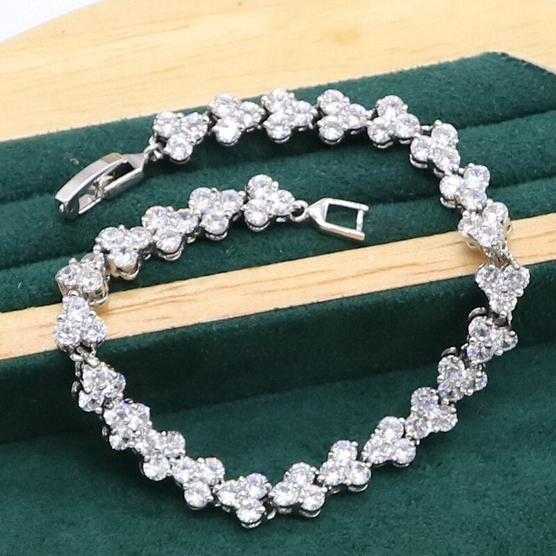 925 Sterling Silver White Topaz Jewelry Set for Women