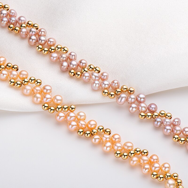 14K Gold Filled Natural Freshwater Pearl Twisted Bracelet for Women