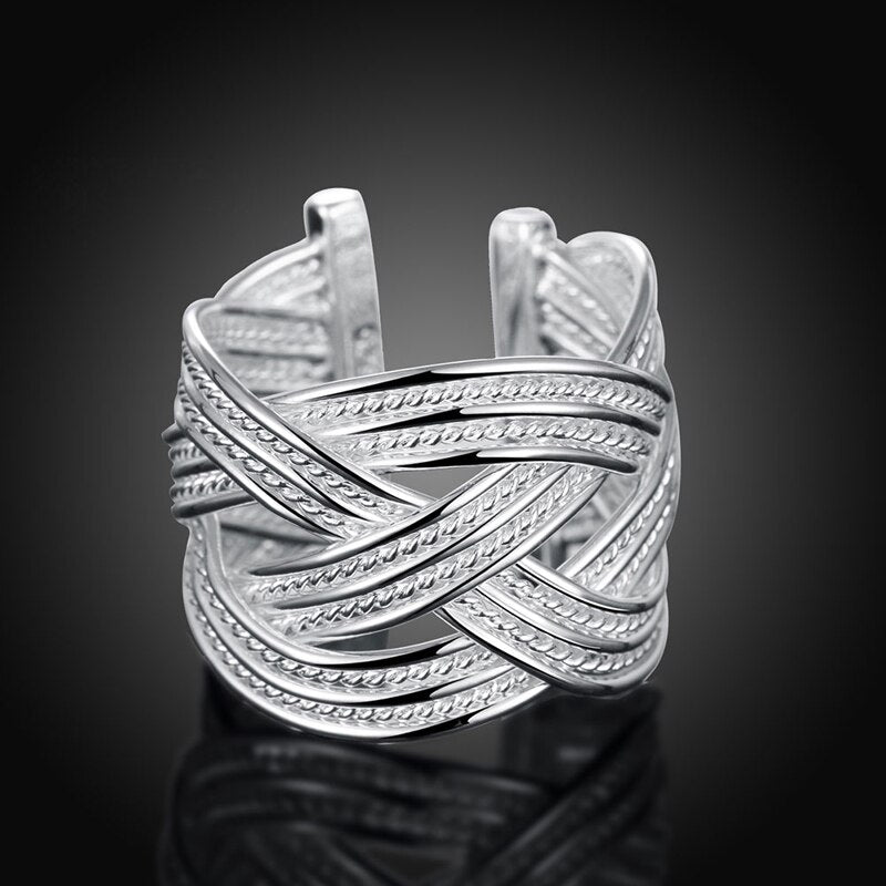 925 Silver Jewelry Sets Simple Open Bangle Rings For Women Wedding Jewelry