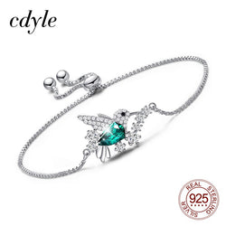 Cdyle Luxury 925 Sterling Silver Bird Bracelet Embellished with Crystal from Swarovski