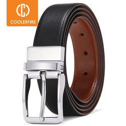 Genuine Leather Rotatable Buckle Belt for Men