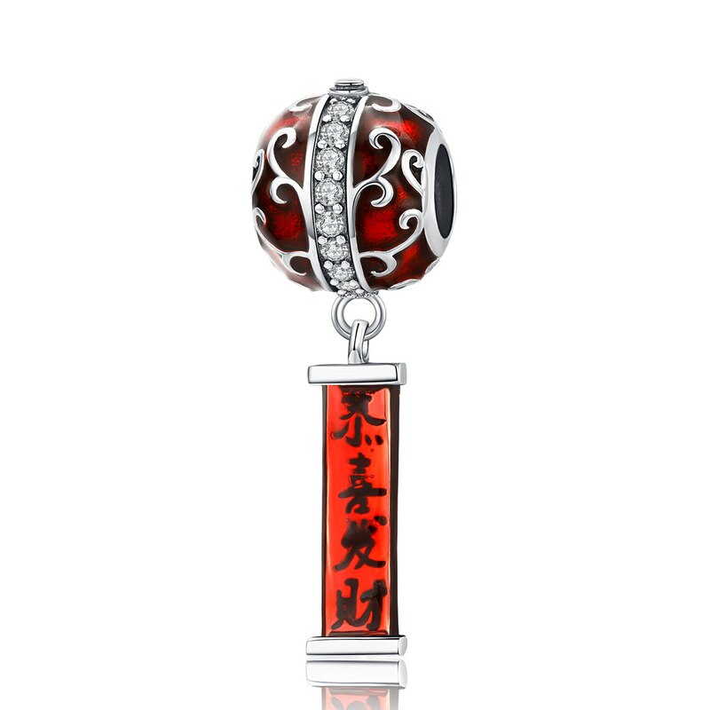 BISAER Red Beads fit Pandora Original Bracelets 925 Sterling Silver