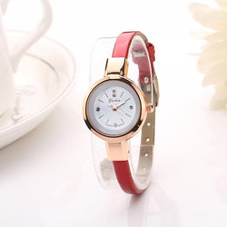 Crystal Zircon Thin Leather Strap Quartz Watch Wristwatches for Women Ladies Girls XRQ88