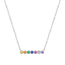 925 Sterling Silver Rainbow Colorful Pendant Necklace for Women