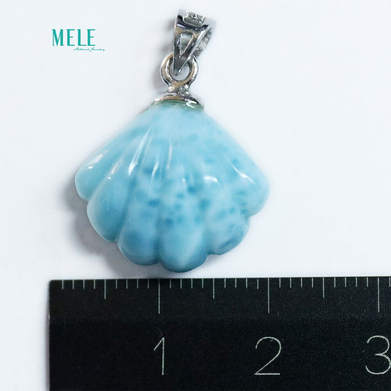 Sterling Silver Blue Larimar Ribbon Shell Pendant