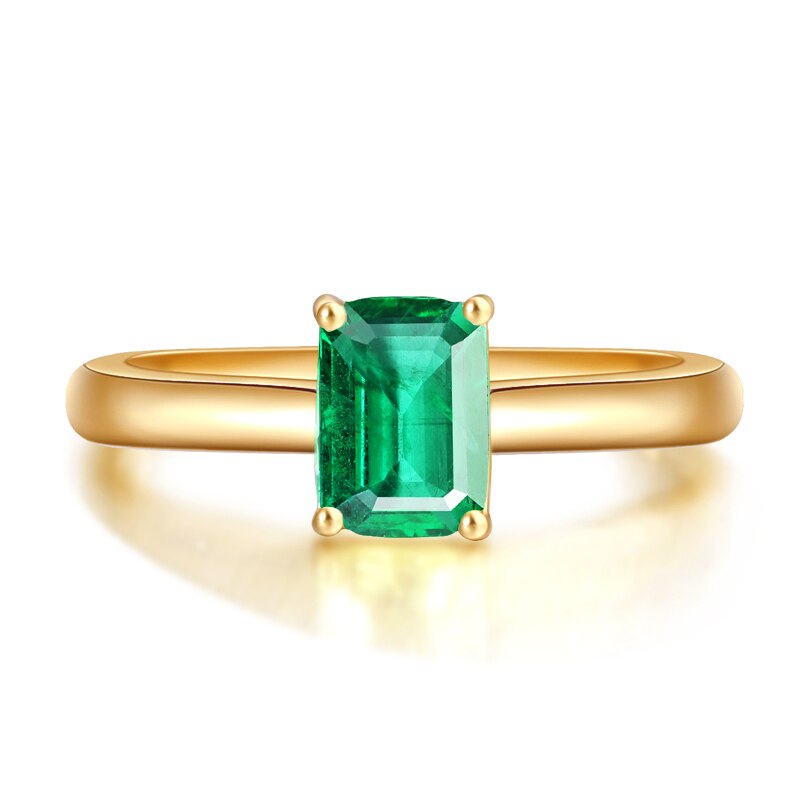 SLFD 18K Pure Gold Natural Emerald Heart Shape Ring