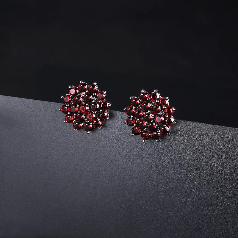 925 Sterling Silver Red Garnet 3.16 Carat Stud Earrings for Women