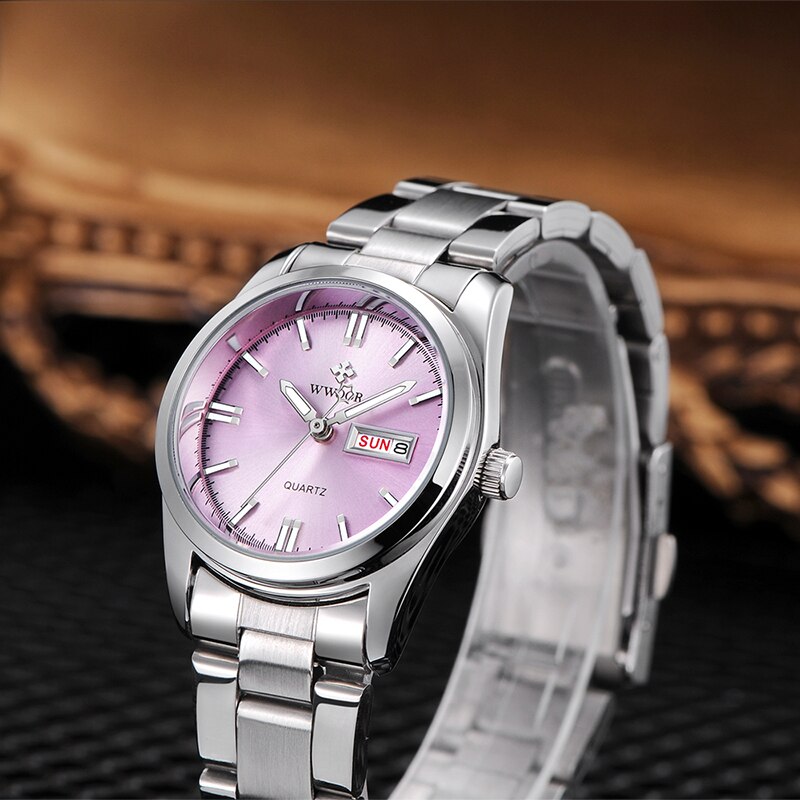 2020 Fashion Pink Watch For Women WWOOR Luxury Brand Women Bracelet Watch xfcs Ladies Elegant Quartz Calendar Clock montre femme
