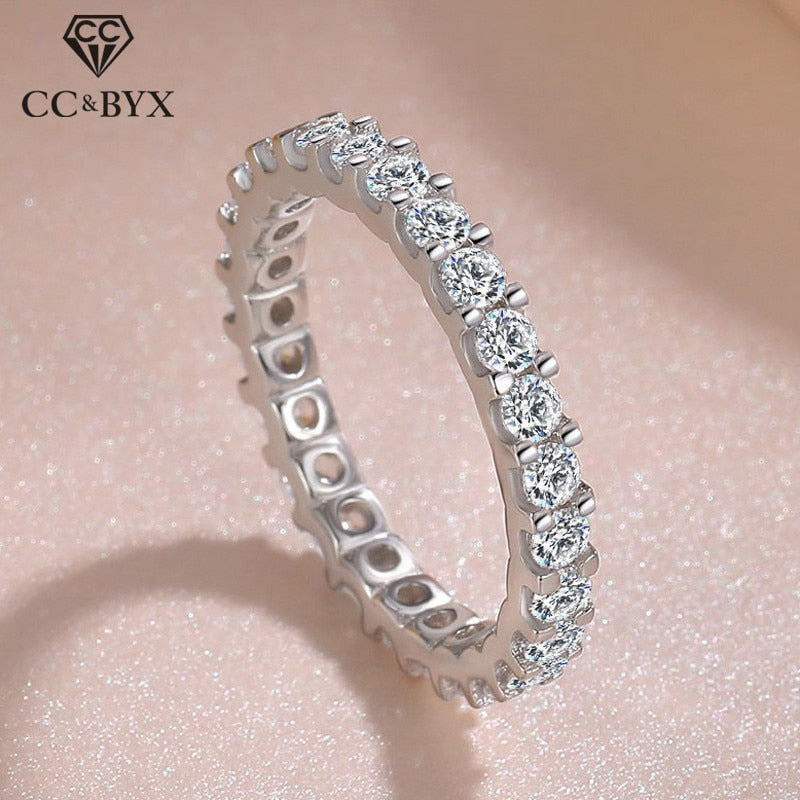 CC Solid 925 Silver Rings For Women Cubic Zirconia Ring White Gold Bridal Wedding Engagement Trendy Jewelry Bijoux Femme CC1565