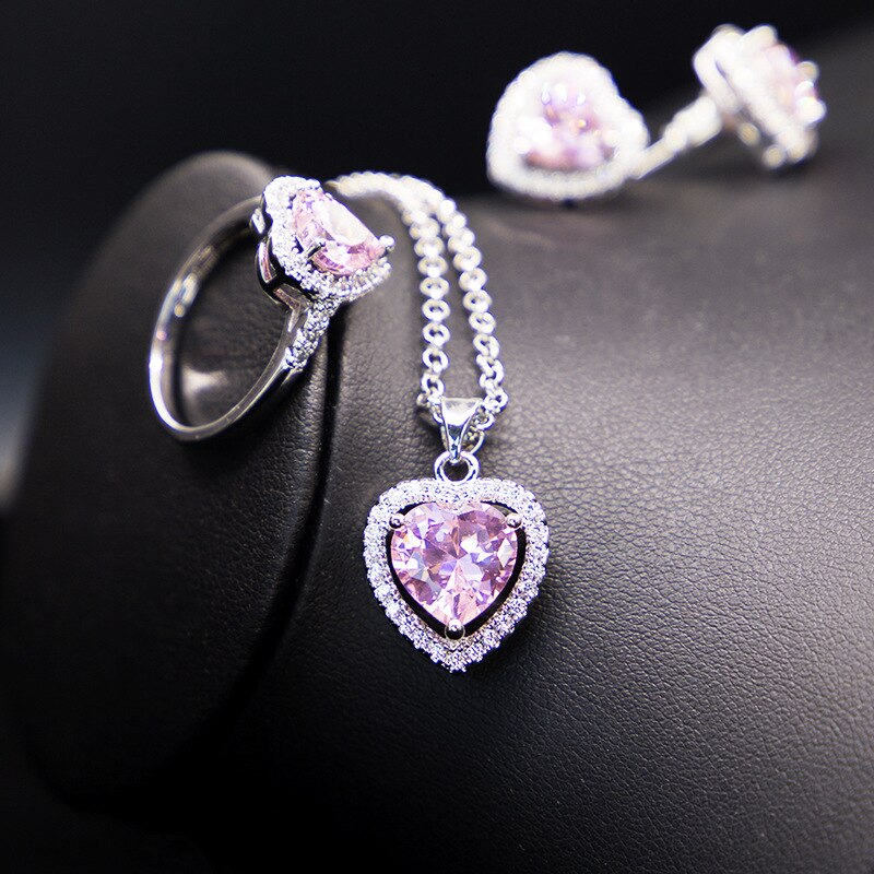 925 Silver Heart Shaped Jewelry Set for Women