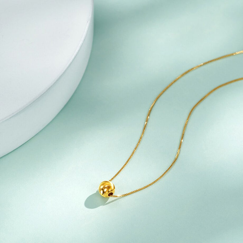 18K Gold Sliding Ball Clavicle Chain Necklace for Women