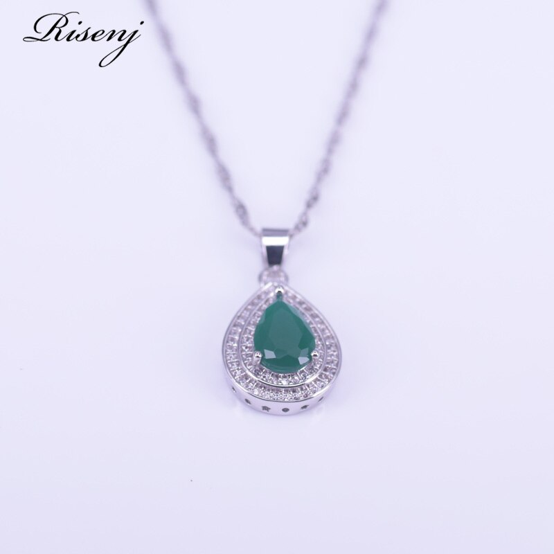 925 Sterling Silver Malay Jade Jewelry Set for Women