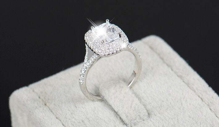 Sterling Silver Cake Engagement Wedding Ring for Women