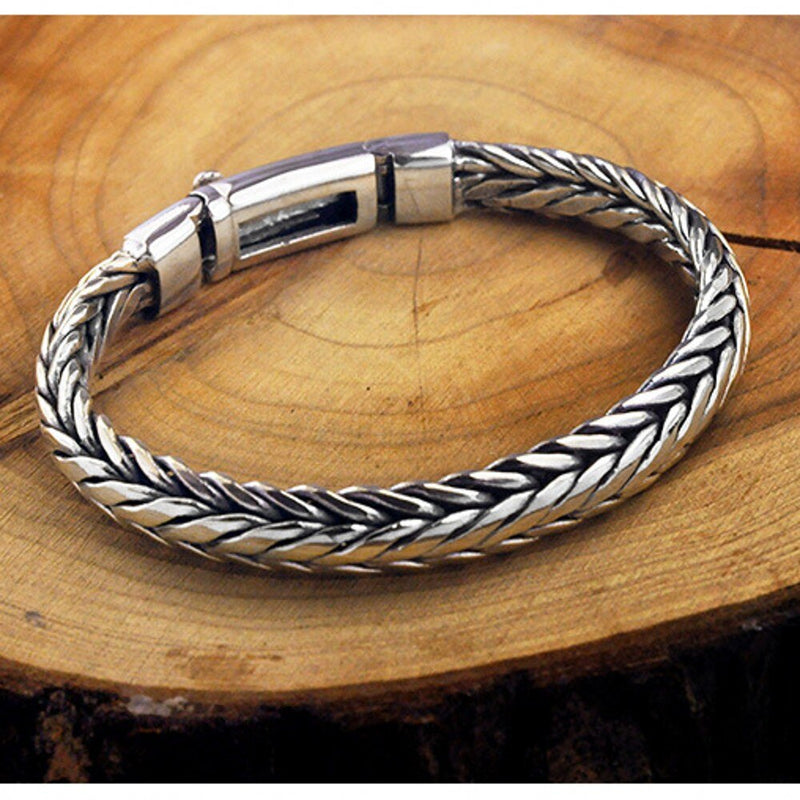 Solid Silver Hand Woven Bracelet for Men