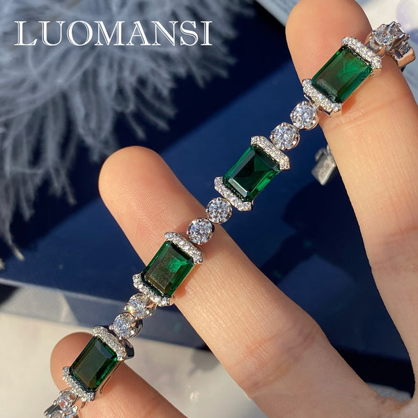 18K Gold Emerald & Diamond Bracelet for Woman