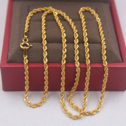 Pure 18k Yellow Gold 2mm Rope Link Chain Necklace 18 inches