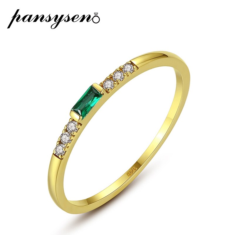 PANSYSEN Vintage 14K Yellow Gold Green Emerald Ring