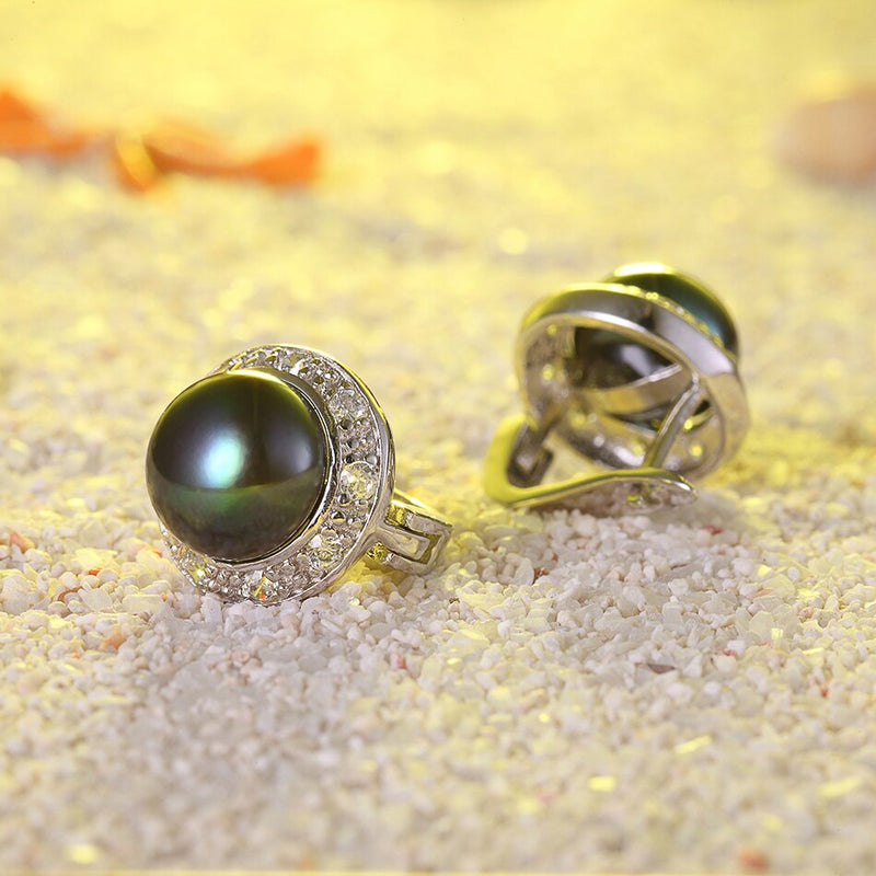 Sterling Silver Freshwater Cultured Pearl Hoop Earrings and Ring Set for Women