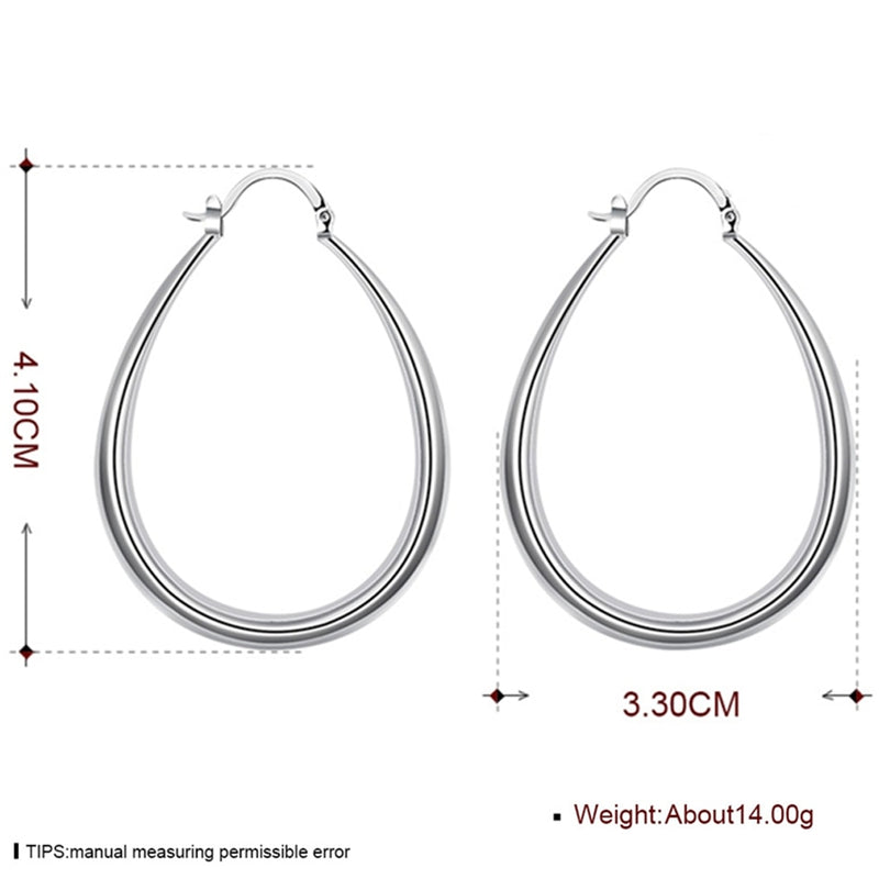 DOTEFFIL High Quality 925 Sterling Silver Smooth 41mm Hoop Earrings