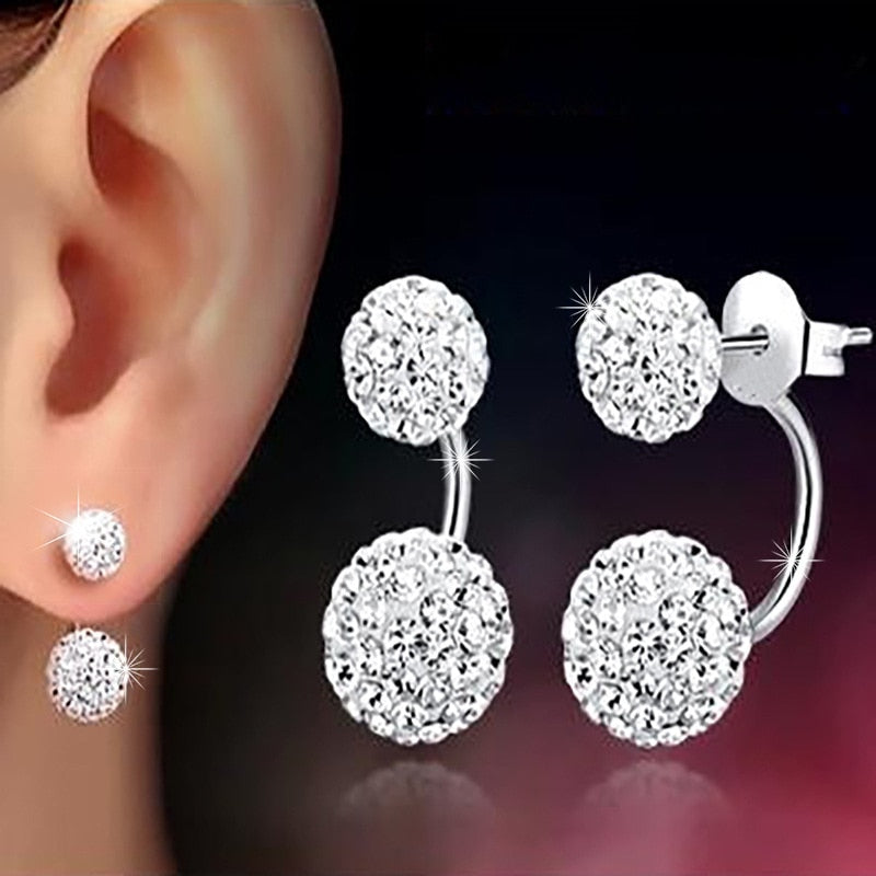925 Sterling Silver Shambhala Double Ball Design Stud Earrings