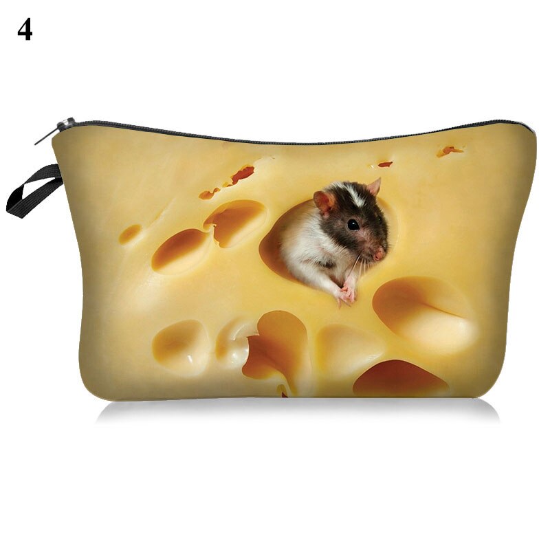 Toiletry Tool Makeup Bag Case Cosmetic Cartoon Bag Cat and Mouse Animal Printing Organizer Bag Travel Case Cute Polyester Pouch