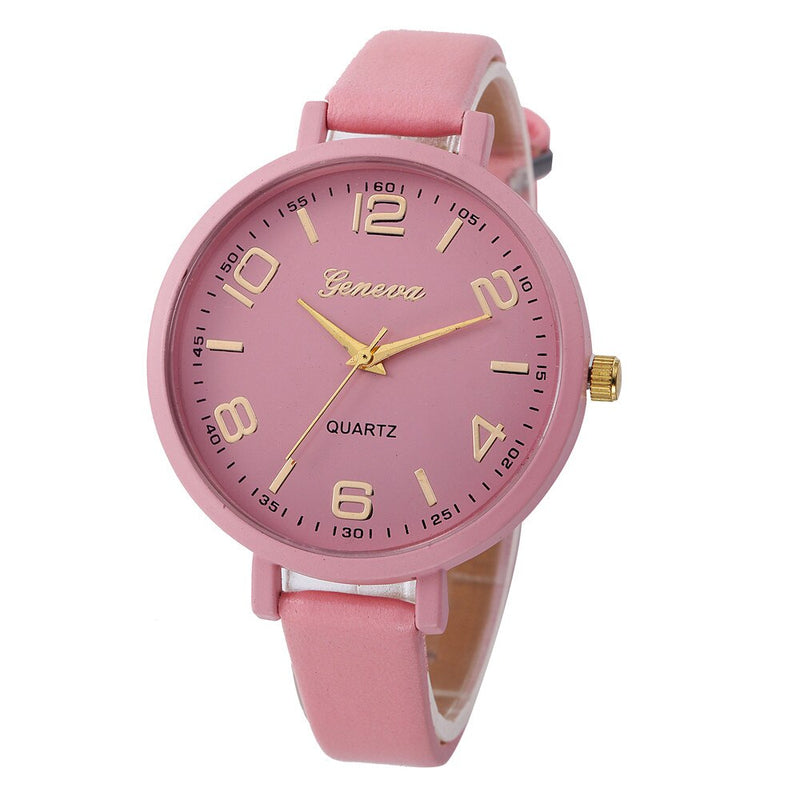 New Geneva Fashion Women Watches Hot Sale Leather Belt Bracelet Simple Dropshipping Digital steel dial Quartz Wrist Female Clock