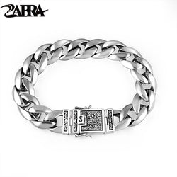 ZABRA 925 Silver High-Polished Link Chain Biker Safe Lock Bracelet