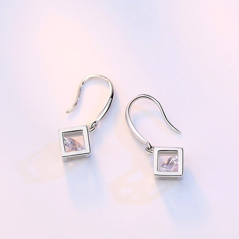 NEHZY 925 sterling silver earrings jewelry high quality new retro simple hollow square super flash Zircon earrings hot sale