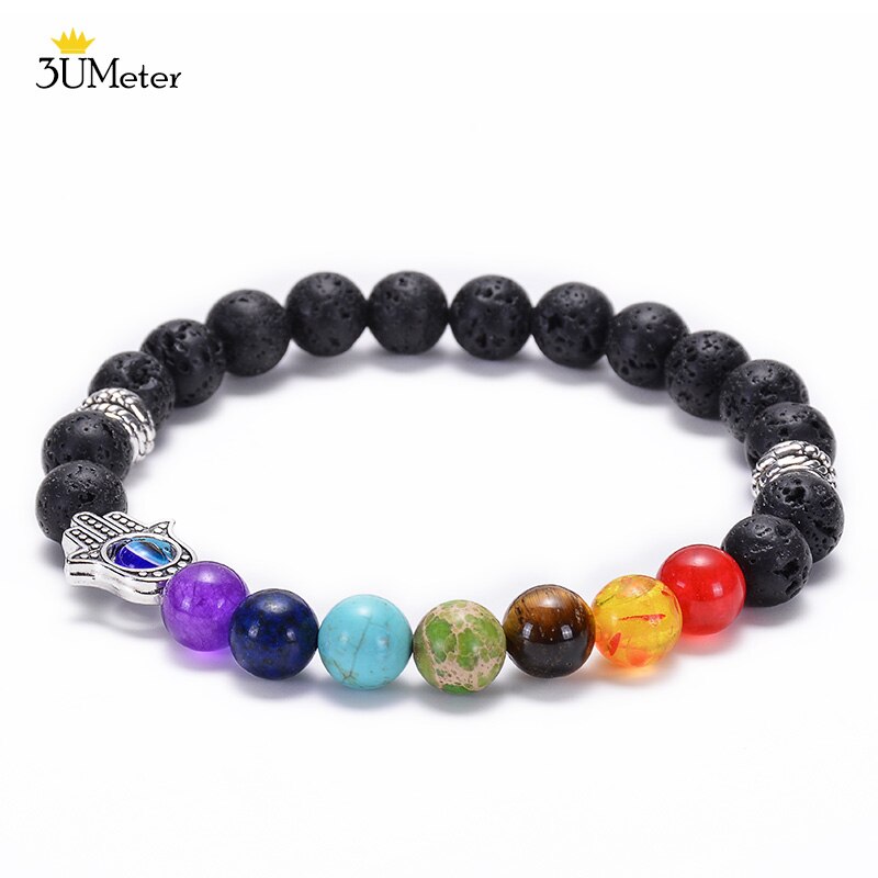 Natural Stone 7 Chakra Tiger Eye Beads Bracelet for Men Women