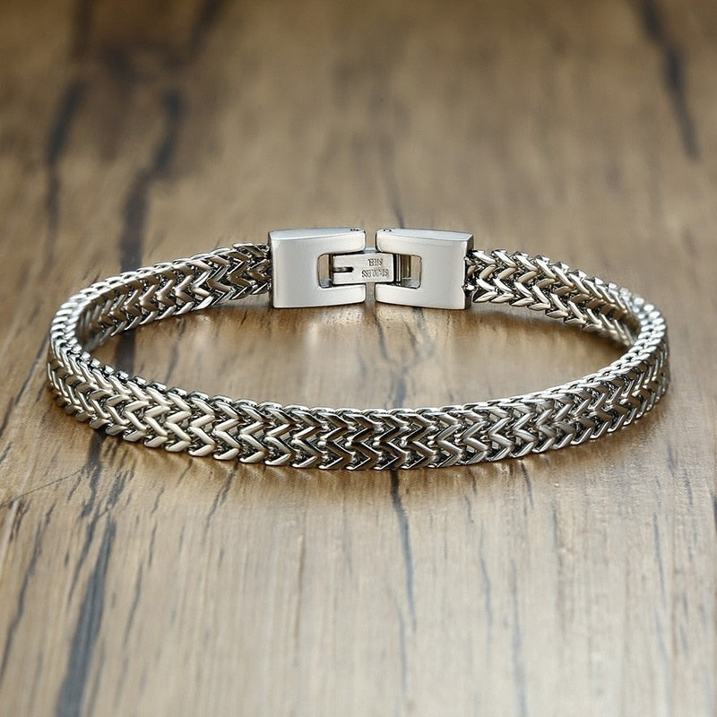 Stainless Steel Wheat Link Chain Bracelet, 6.5MM-12.5MM, Two-Strand, for Men