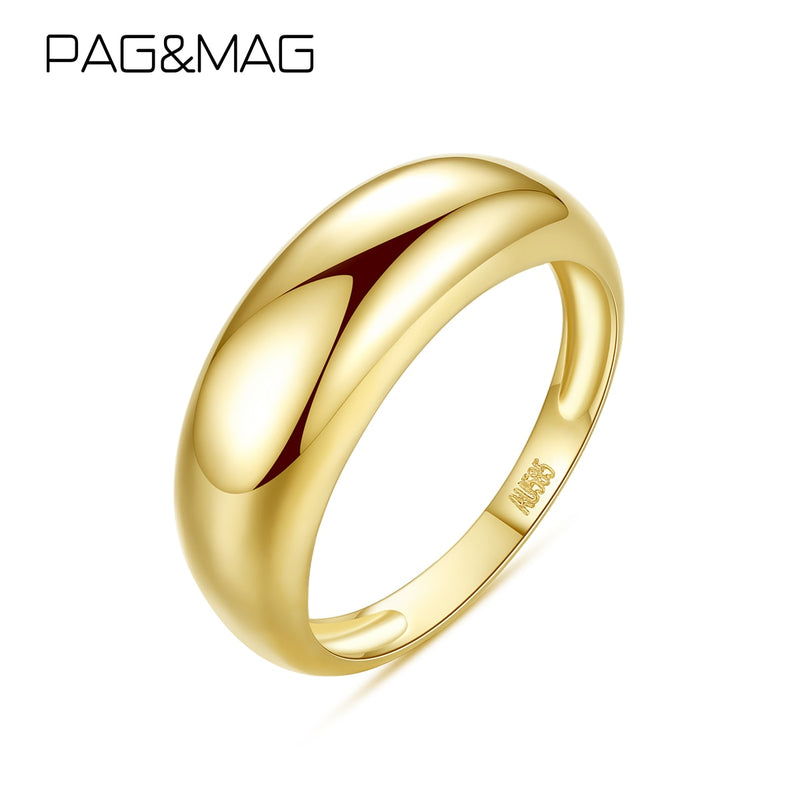PAG&MAG Real 14K Gold Engagement Ring For Women Luxury Genuine 14K Gold 585 Ring Fine Jewelry Promise Gold Ring Wedding Jewelry