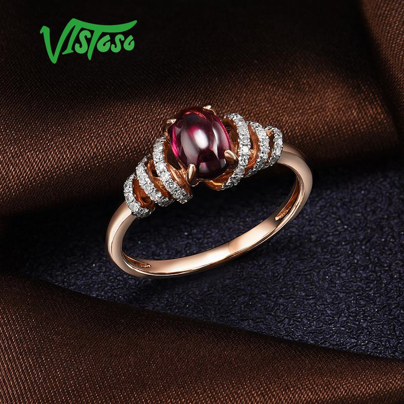 14K Rose Gold Rhodolite Garnet Ring for Women