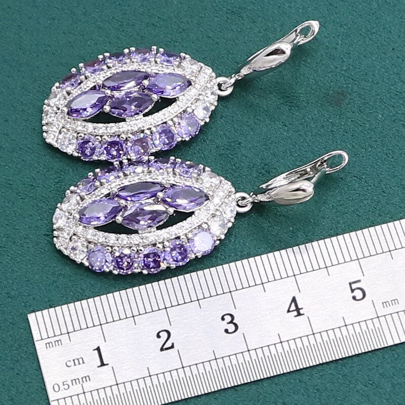 Sterling Silver Purple Amethyst Jewelry Set for Women