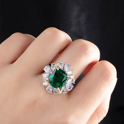 925 Sterling Silver Emerald and Ruby Gemstone Ring for Women