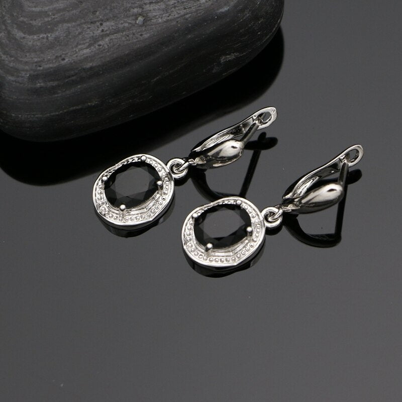 Sterling Silver Black Stone Jewelry Set for Women