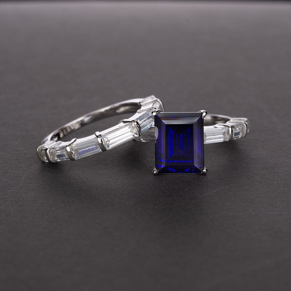 925 Sterling Silver 4ct Moissanite Emerald Cut Ring for Women