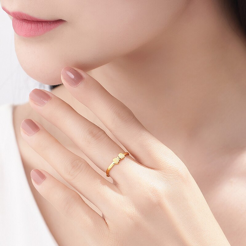 XXX 24K Pure Gold Real Pattern Exquisite Resizable Design Ring