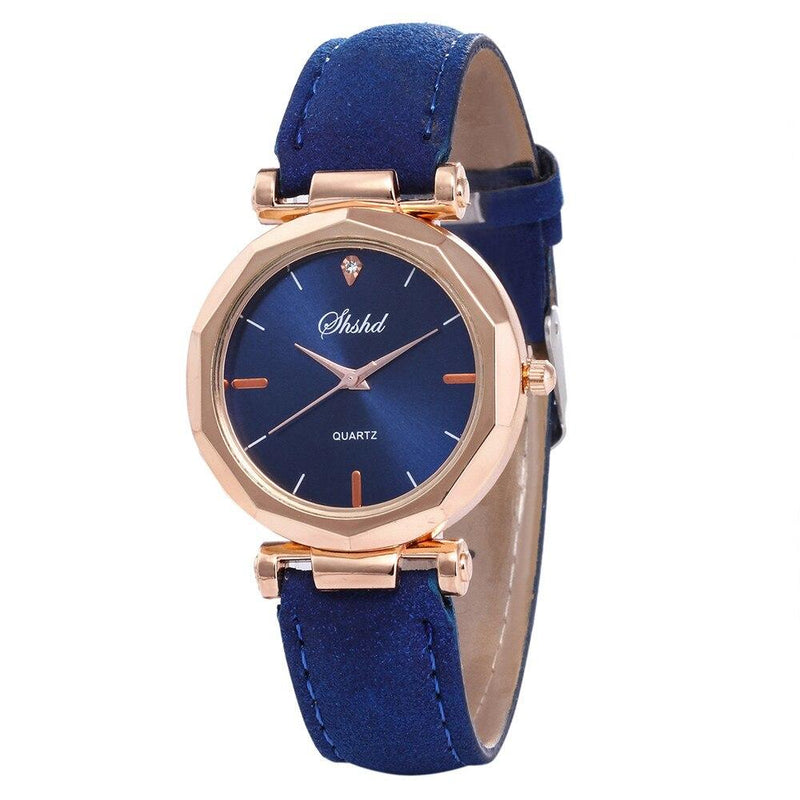 Silver Rhombus Head Frosted PU Leather Watch for Women