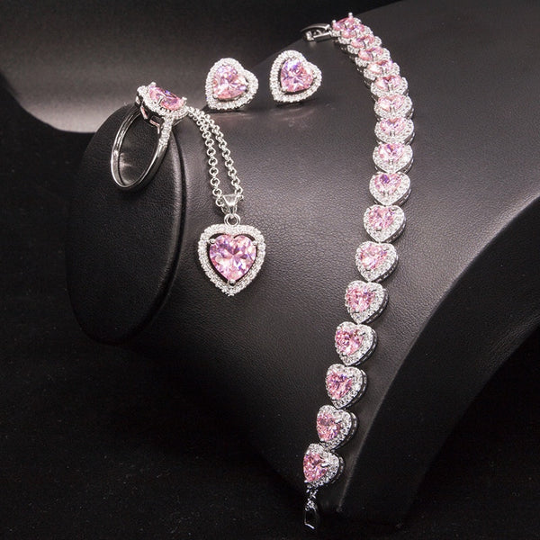 925 Silver Heart Shaped Jewelry Set for Women