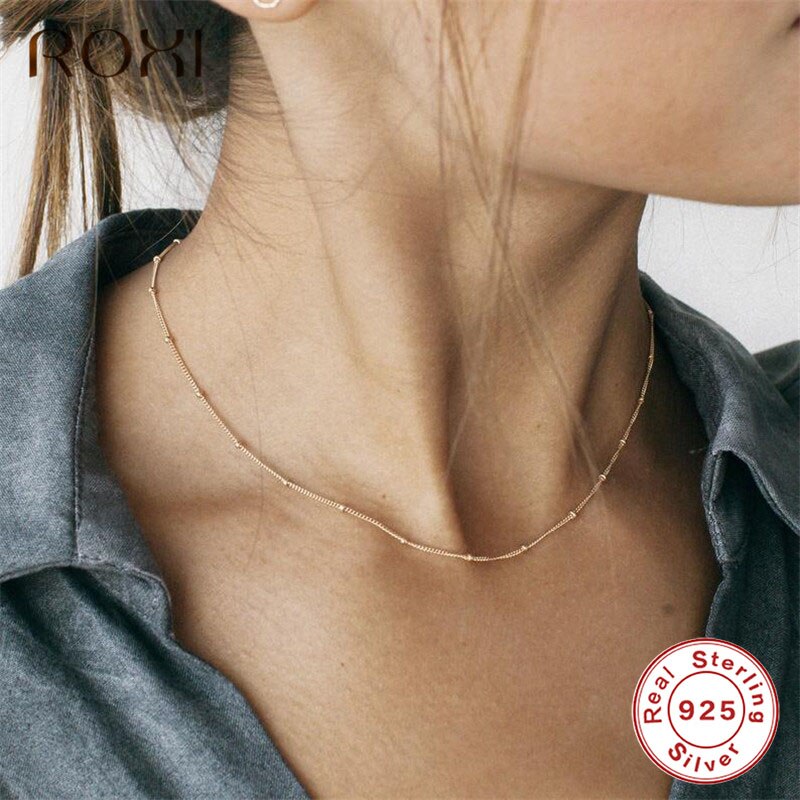 Sterling Silver Bohemia Beads Choker Necklace for Women