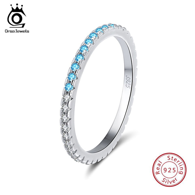 ORSA JEWELS Solid 925 Sterling Silver Micro-inlaid Colourful Zircon Ring