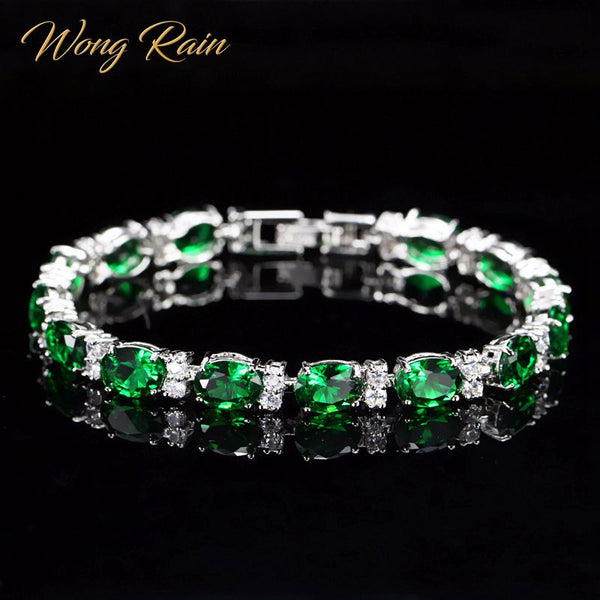 Wong Rain Bohemian 925 Sterling Silver Emerald Sapphire Ruby Amethyst Gemstones Bangle