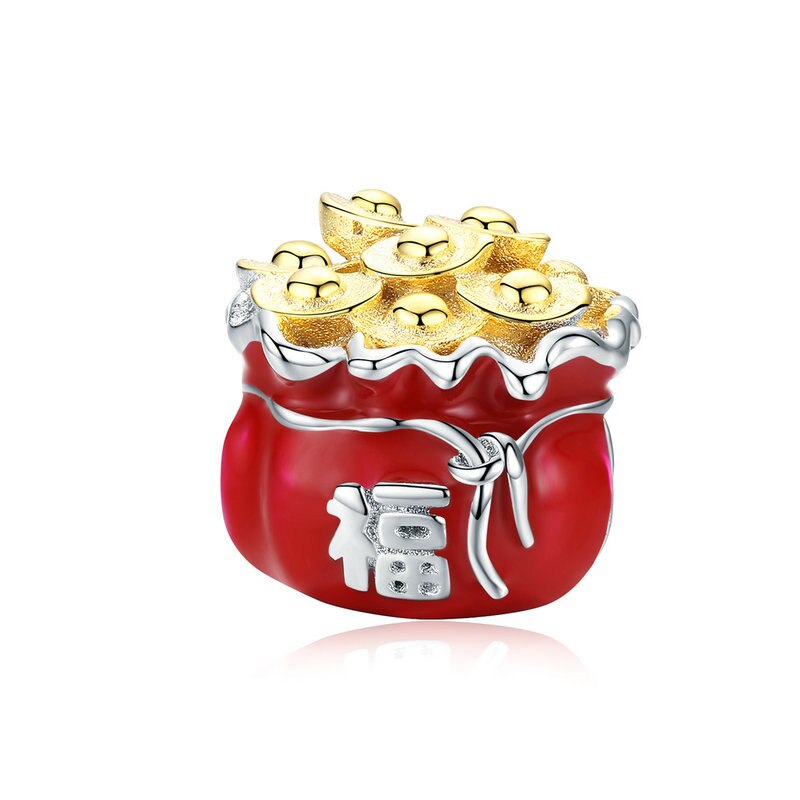 BISAER Red Beads fit Pandora Original Bracelets 925 Sterling Silver
