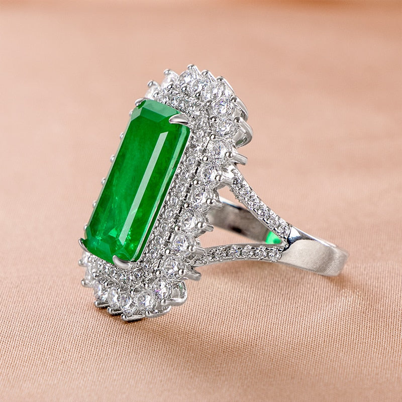 Sterling Silver Emerald Tourmaline Ring for Women