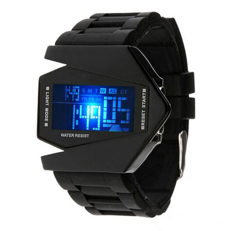New Electronic Aviation Watch Men LED Digital Watches Men Aircraft Electronic Watch Students Sports Silicone Square Wrist Watch