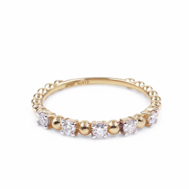 Tianyu Gems Classic 10k Yellow Gold Band Rings Moissanite Diamonds Women Wedding Rings Eternity Jewelry Round DEF Gemsotne Gifts