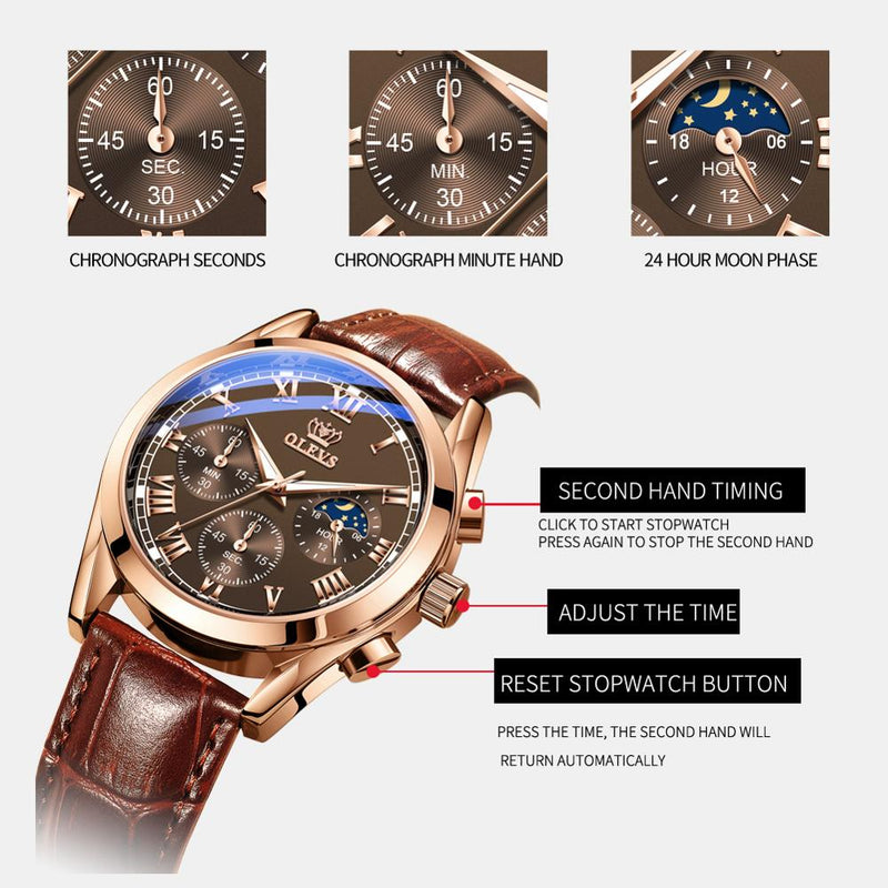 2020 New OLEVS Mens Watches Fashion Business Waterproof Quartz Wrist Watch Men Top Brand Luxury Leather Strap Sport Clock Male