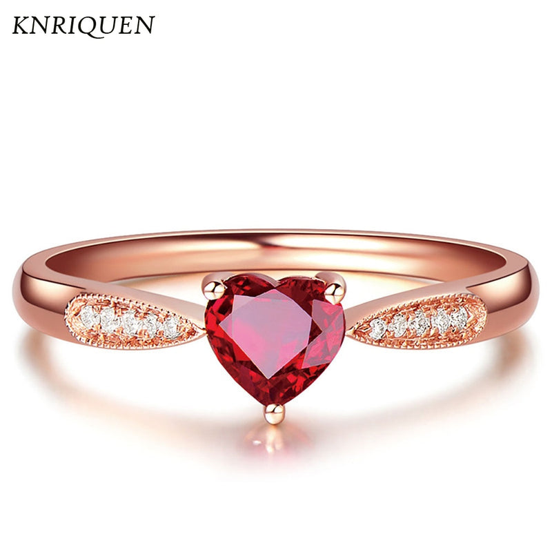 2021 Trend 925 Silver Charms Rose Gold Color Created Ruby Gemstone Lab Diamonds Rings for Women Elegant Jewelry Gift Wholesale