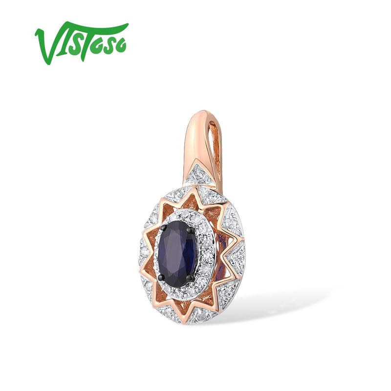 14K Rose Gold Diamond and Sapphire Pendant for Women