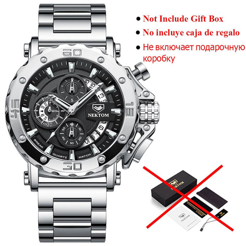 2021 Casual Men sport Watch Stainless Steel Waterproof Men Chronograph Watch Top Brand Fashion Business Wristwatch Gift for Men